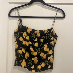 Reformation lemon tank top, black and yellow size 0